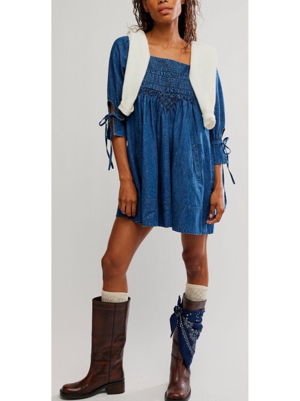 FREE PEOPLE Sonora Denim Mini Dress / Midnight Rinse - Picture 9 of 10